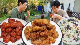 네이버 인플루언서 [네이버 인플루언서] 직접 튀겨 더 맛있는 형제 치킨 먹방, 시원한 맥주와 함께~ (양념치킨, 후라이드치킨... 