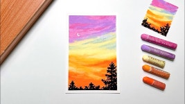 네이버 인플루언서 [네이버 인플루언서] 오일파스텔 초보를 위한 쉬운 노을 풍경화🎨 | Oil pastel drawing for Beginner