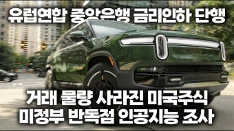 #리비안 #엔비디아 #애플 #마이크로소프트 - YouTube 미정부 #인공지능 #반독점법 조사! 유럽중앙은행 #금리인하 전격 단행! 거래 물량 사라진 미국...
