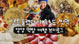 파도 파도 또 나오는 맛집(인생 딸기 케이크, 누룽지 오징어 순대, 광어회, 두부 전골, 양양맛집, 강릉맛집, 속초맛집, 떡먹방, 여행 먹방 브이로그)
