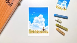 네이버 인플루언서 [네이버 인플루언서] 오일파스텔 초보, 허수아비가 있는 파란 가을 하늘 풍경 그리기🍂 | Oil pastel Drawing for... 