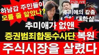 추미애가 없앤 증권범죄합동수사단 복원, 주식시장을 살렸다. 하남시 갑 주민들이모를 줄 알았나? [레지스탕스TV, 정광용TV] - YouTube 추미애가...