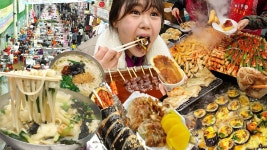 [네이버 인플루언서] 맛집이 너무 많은 대구 서문시장 먹방 모음집😋칼제비, 매운 어묵, 몽디김밥, 잔치국수, 대왕카스테라, 신서문김밥 MUKBANG
