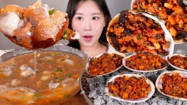 인플루언서] 돌아온 통영 향토음식🤎 굴 듬뿍 물굴젓 개조개유곽 먹방 Cold salted oyster soup & Grilled clams mukbang korean food