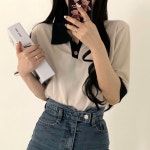 [미니 컨테스트 발표] 무드러브룸 배색 버튼 카라 반팔T - 코디북 [미니 컨테스트 발표] 무드러브룸 배색 버튼 카라 반팔T
