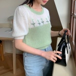 From Beginning - 피어 가든자수니트 (3color) - 코디북 피어 가든자수니트 (3color)