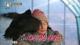 선생님 어깨 위에 오골계는 키우시는 건가봐요