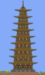 도트 도트로 찍은 청기와 한옥과 황룡사 구층목탑