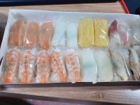 진비빔면 바지락볶음 마트초밥 김말이튀김