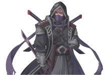 프리코네 검은색 옷을 입은 멋진 닌자 캐릭터