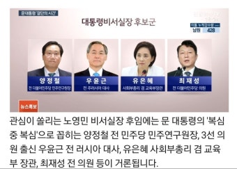 [연합뉴스TV] 후임 대통령 비서실장 후보군 4인방 | 정치유머 게시판 | 루리웹