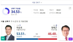 서울 성북강북도봉 구청장 개표 현황jpg