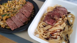 파스타와 볶음밥 그런데 이제 살치살이 맛있는 입니다