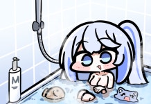 목욕탕에 몸 담근 미루 이모 짤png