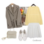 Fashion,베이직,Casual,편하게,롱스커트,봄,파스텔톤,레몬니트,톤온톤,자켓,스니커츠,캐쥬얼 코디 by 쥬니 - 코디북 Fashion,베이직,Casual... 