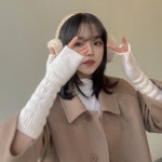 wannabemuse - 겨울 필수템 크리스마스 울 니트 꽈배기 핸드 워머 핑거릴스 손 고리 팔 토시 겨울 장갑 5col - 코디북 겨울 필수템 크리스마스... 