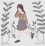 화투풍 배경속 미아가 된 교복 소녀