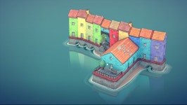 잔잔한 도시 건설 시뮬레이터 Townscaper 스팀 정식 출시