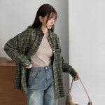 Qnigirls - 여리체크7 루즈핏체크셔츠남방 - 코디북 여리체크7 루즈핏체크셔츠남방