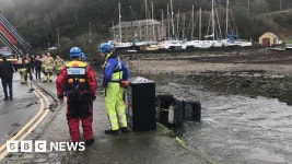 Three rescued from car stuck in river in lower Fishguard - BBC News Three rescued from car stuck in river in lower Fishguard