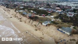 Hemsby homes teetering on cliff edge - BBC News Homes teetering on cliff edge