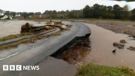 Road washed away by Storm Babet in Aberdeenshire - BBC News Road washed away by Storm Babet in Aberdeenshire