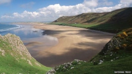 Rhossili Bay, Gower, voted 11th best beach in Europe - BBC News Rhossili Bay, Gower, voted 11th best beach in Europe