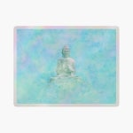 Zen Buddha Meditation Statue in turquoise background Sticker for Sale by Boew- | Redbubble Zen Buddha Meditation Statue in... 