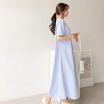 이끌리네 냉장고 반팔 프릴 지지미 체크 원피스