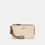 코치-COACH 코치 우먼 더블 코너 집 지퍼 리스틀릿 인 컬러블럭 - IM/Ivory/Light 새들 멀티 91622 IM_Ivory_Light_Saddle_Multi... 