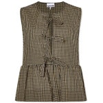 Blouse F7296-334 | 트렌비 가니-가니 GANNI Seersucker Check Sleeveless Ribbon Blouse F7296-334 | 트렌비 | www.trenbe.com