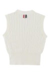 톰브라운(Thom Browne) | 톰브라운 키즈 화이트 브이넥 베스트 231381M718004 | 트렌비