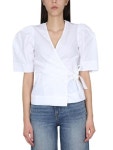 가니-[미국] 2741534 GANNI Cotton Poplin Open-neck Smock Blouse | TRENBE 가니-[미국] 2741534 GANNI Cotton Poplin Open-neck... 