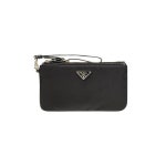프라다(Prada) | 삼각로고 더블 지퍼 리나일론 미니 클러치백 블랙 | 트렌비