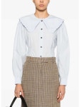 가니(Ganni) | 가니 오버사이즈 넥 카라 블라우스 블루 F8638 694 CAMICIA CON COLLETTO ALLA PURITANA 150942202 | 트렌비