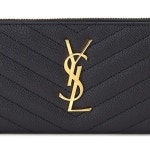 생로랑(Saint Laurent) | 모노그램 캐비어 지퍼 블랙 여성 장지갑 | 트렌비