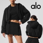 알로요가(Alo Yoga) | 알로요가 요가 후드집업 크롭 자켓 블랙 alo 알로 마운틴 피크 146693852 | 트렌비