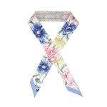 페라가모(Salvatore Ferragamo) | 부케 프린트 스키니 트윌 실크 스카프 아이보리 라이트 블루 | 트렌비