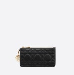 디올(Dior) | 디올 레이디 까나쥬 스몰 램스킨 지퍼 카드지갑 블랙 금장 S0478ONMJM900 S0478ONMJ_M900 32978744 | 트렌비