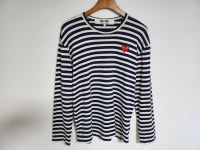 꼼데가르송(Comme Des Garcons) | 네이비 스트라이프 하트와펜 긴팔티셔츠 | 트렌비