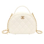 샤넬(CHANEL) | 램스킨 카프스킨 하프문 CC로고 미니 베니티 탑 핸들 금장 화이트 | 트렌비