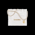 샤넬(CHANEL) | 샤넬 22 스몰 핸드백 샤이니 카프스킨 & 골드 메탈 화이트 | 트렌비
