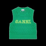 가니(Ganni) | (W) 가니 오픈 스티치 니트 베스트 그린 | 트렌비