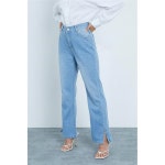 I Saw It First-쁘띠 라이트 워시 하이 데님 사이드 Petite Light Wash High Waisted Denim Side Split Hem Jeans 63650120 | 트렌비... 