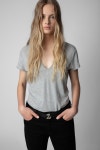 쟈딕앤볼테르-티셔츠 스토리 T-Shirt Story Fishnet Totenkopf Blumen JWTS01443 GRIS CHINE | 트렌비 쟈딕앤볼테르-티셔츠... 