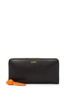 로에베-벨트 집업 지갑 샤이니 나파 카프스킨 Knot zip around wallet in shiny nappa calfskin CEM1G39X01 Black/Bright Orange... 