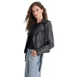 디케이앤와이(DKNY) | 쁘띠 자켓 Petite Faux-Leather Belted-Hem Moto Jacket 18516029 Black | 트렌비