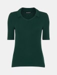 휘슬즈(Whistles) | 휘슬즈 루시 리브드 칼라 티셔츠 다크 그린 넥 카라 탑 Lucie Ribbed Collar Top, Dark Green 112245488 93157255... 