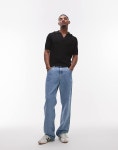 망고(Mango) | 블랙 Strick-Polohemd in Schwarz mit Reverskragen 208236202SCHWARZ | 트렌비