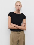 망고(Mango) | 망고 산드리 크롭 티셔츠 Sandri Cropped T-Shirt 113979220 Black 144361865 | 트렌비